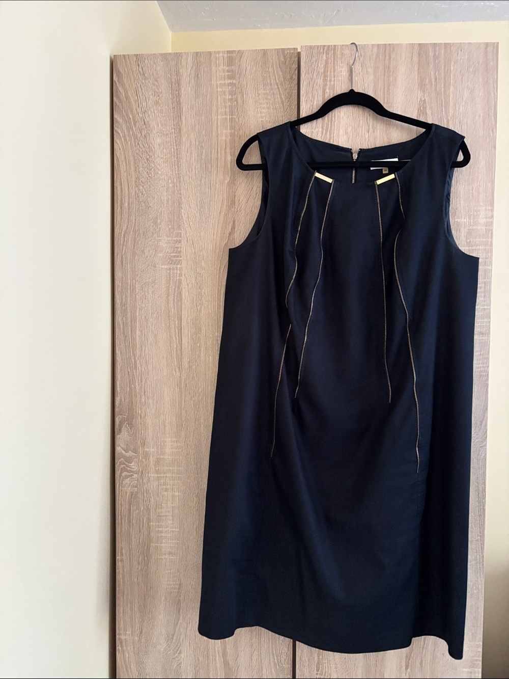 Plus size Calvin Klein Navy Shift Dress with Gold Accent